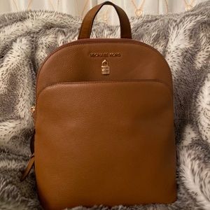 Michael Kors Adele Brown Large Leather Backpack